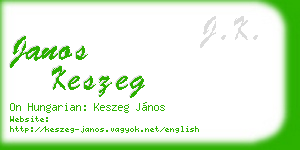 janos keszeg business card